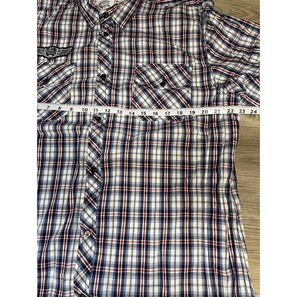Buffalo DAVID BITTON Shirt Men's Size XL Button Down Blue Plaid Western Cowboy - Picture 9 of 11